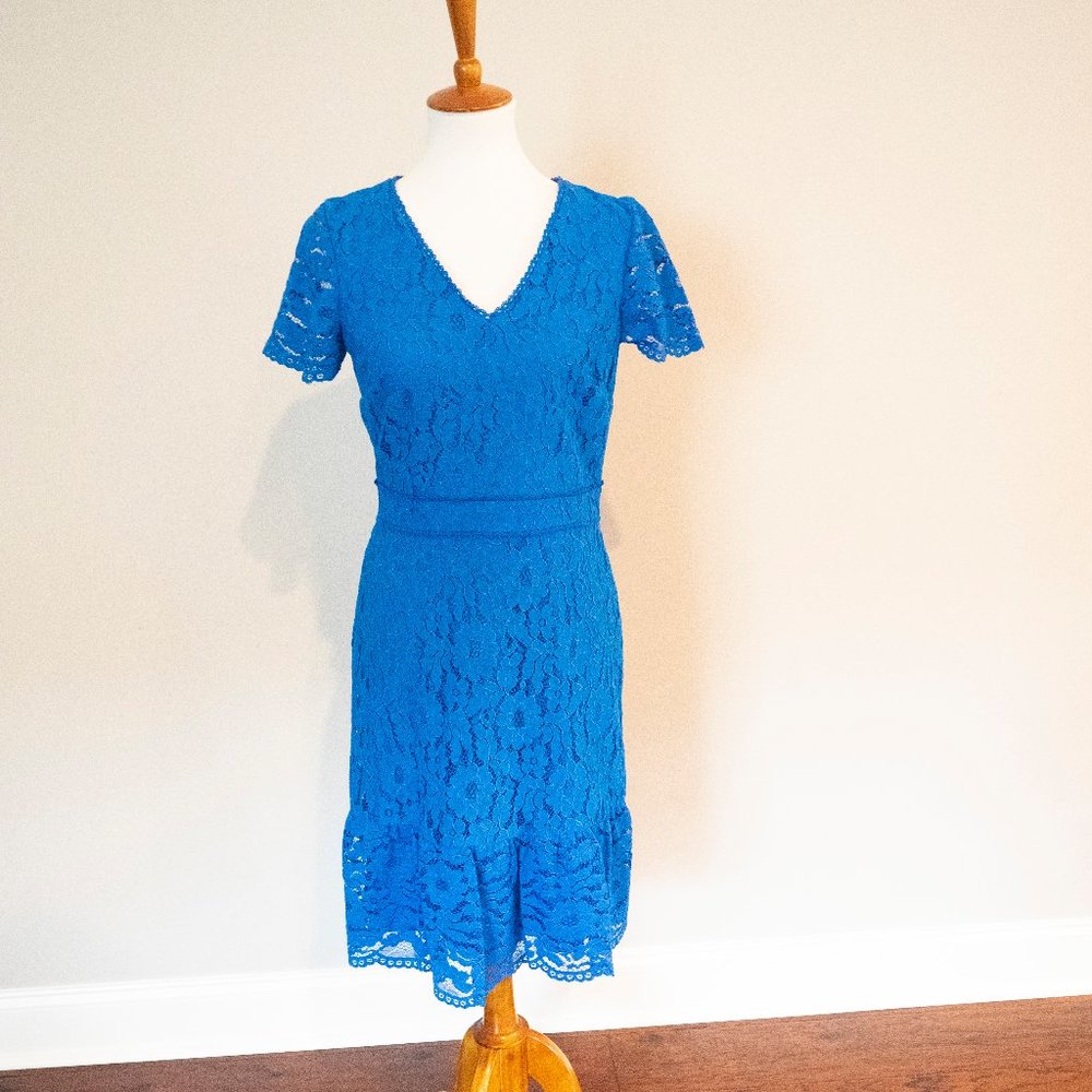Karl Lagerfeld Blue lace dress with scallop size 6